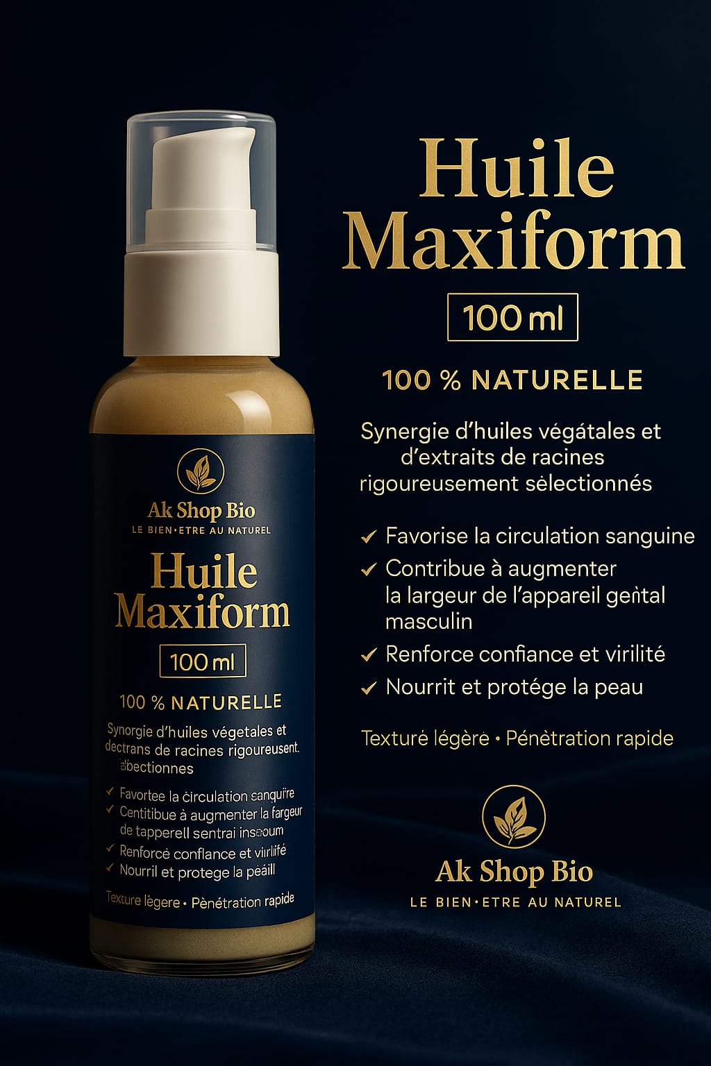 Huile Maxiform Agrandissement Génital de l'homme - Akshopbio