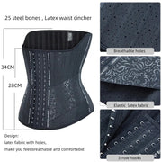 Corset amincissant en latex pour femme, entraîneur de taille, os en acier, long torse, vêtements en saillie, ceintures colombiennes, Cincher, ventre, 25 Akshopbio
