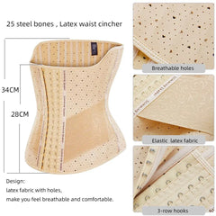 Corset amincissant en latex pour femme, entraîneur de taille, os en acier, long torse, vêtements en saillie, ceintures colombiennes, Cincher, ventre, 25 Akshopbio